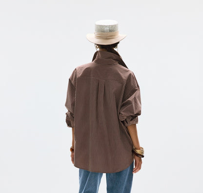 ANNASPEAK multi-wear French side buckle long staple cotton  style shirt-MYSTIC.