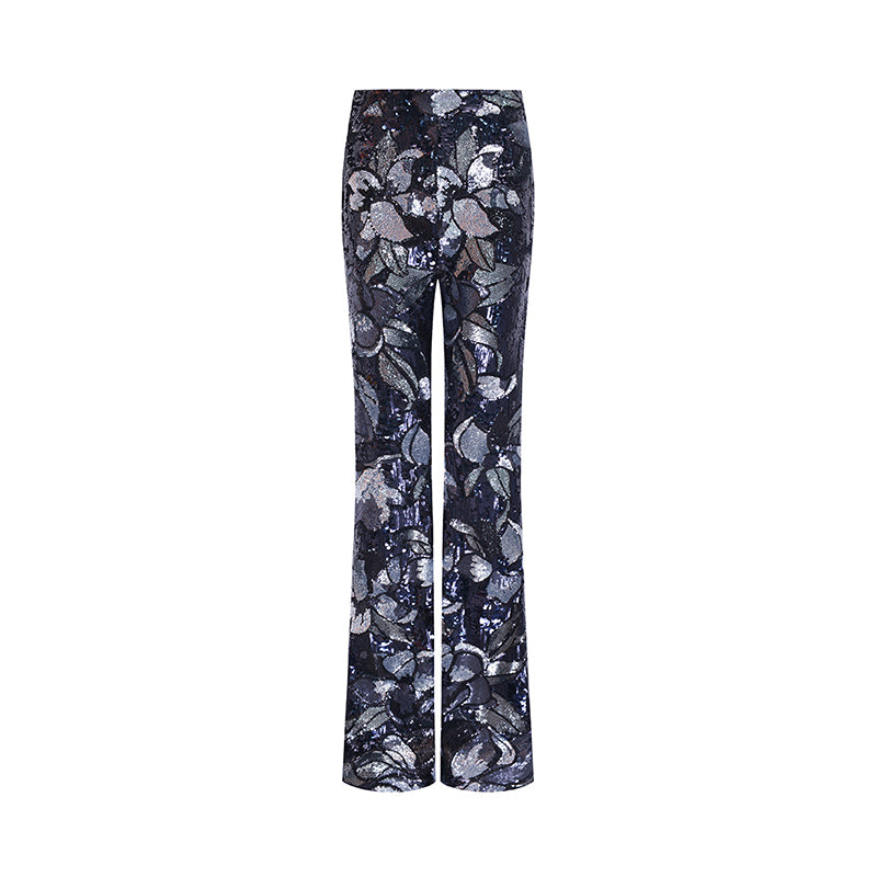 M essential Mackay Magnolia embroidered sequins padded shoulder crop coat dress pants suit - Ilie.