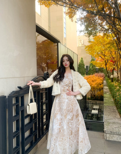 Wardrobes by Chen Elegant White Sleeveless Couture Lace Wedding Dress-Noa