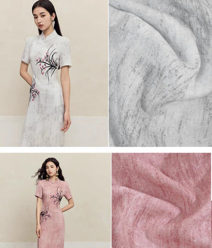 HECO old texture linen midi dress women - dome.