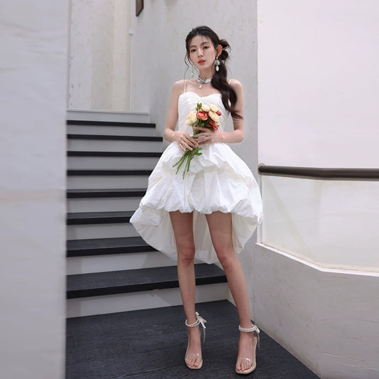 DOLLY Luxury White Sleeveless Short Puffy Chic Birthday Dress-YOYO