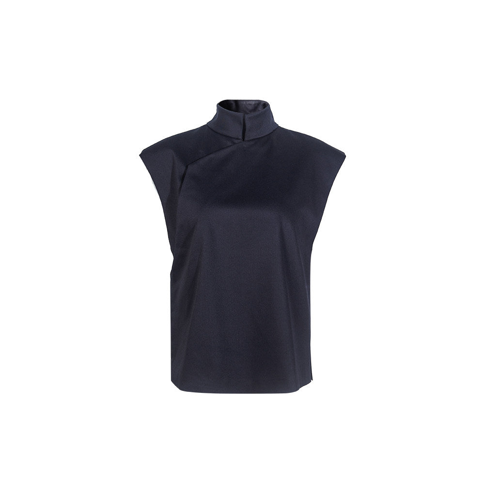 TUYUE blue small stand-up collar pipa collar shoulder vest- STEPHANIE.