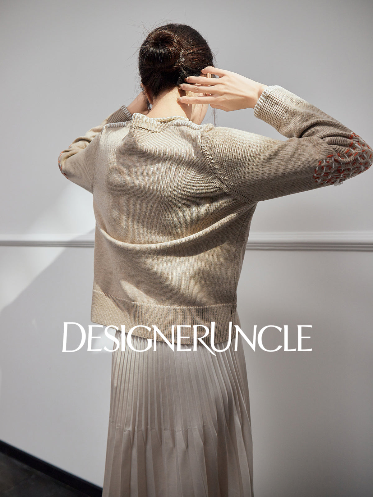 DGU "Twilight" khaki knitted sweate women's fur versatile slimming top - Carla.