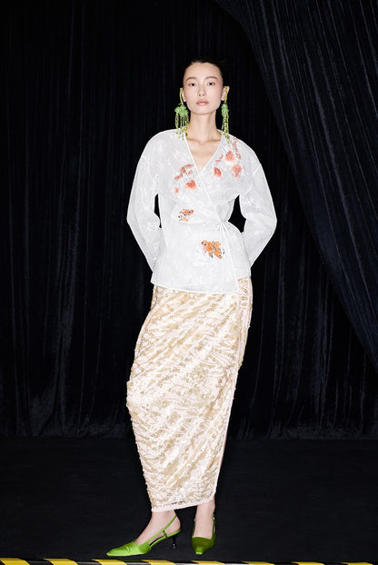 M essential Ma Kai designer Jinghui embroidered fabric upright structure long skirt - WINDA.