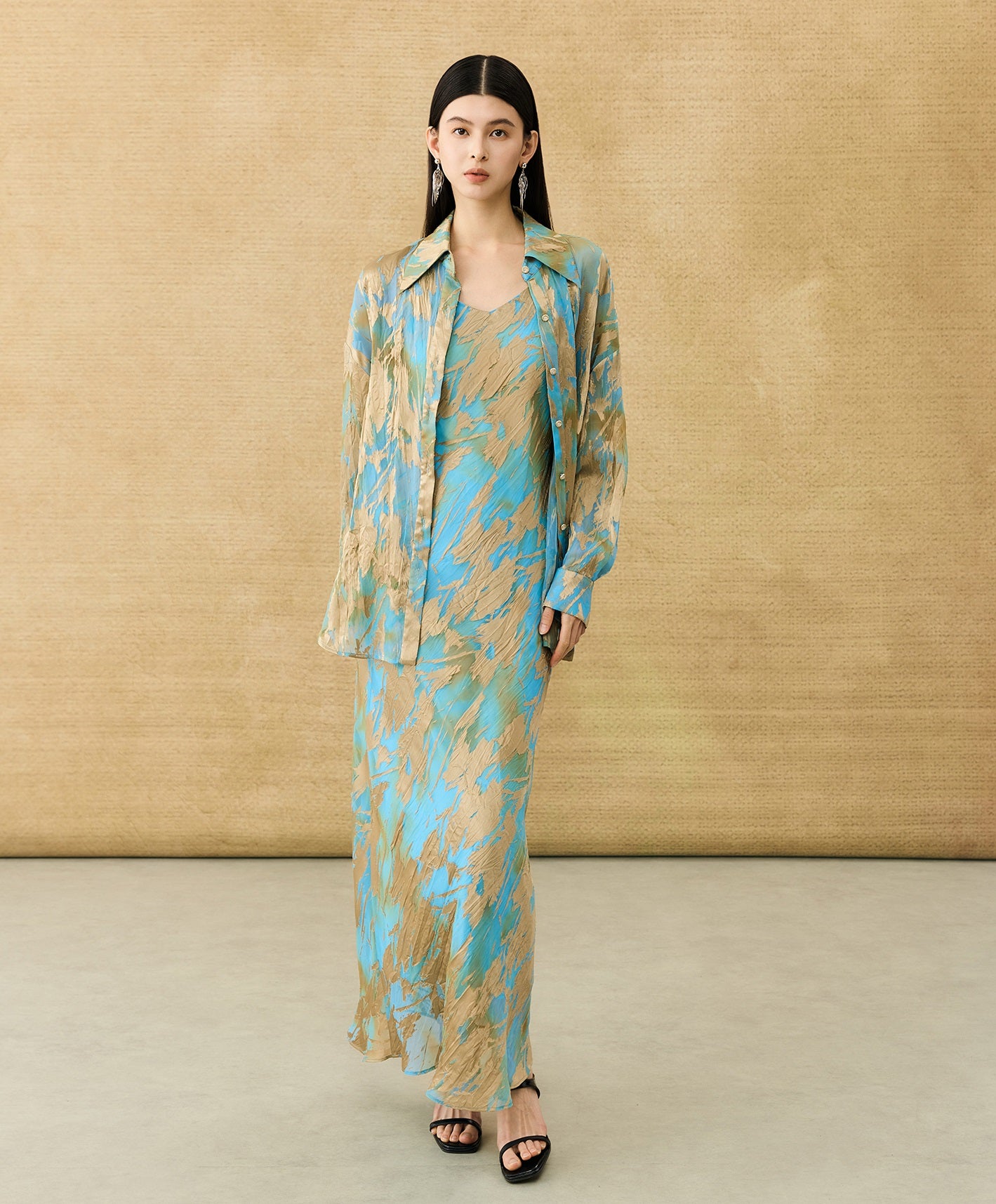HECO Chinese National Style Burning Flower Slightly Transparent shirt- STROK.