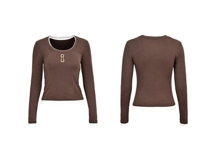 YES BY YESIR round neck slim long-sleeved top - KNIGHTS.