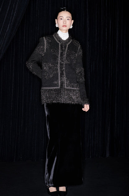 M essential Mackay designer Yingyun knitted copper-beaded woollen cardigan - zain.