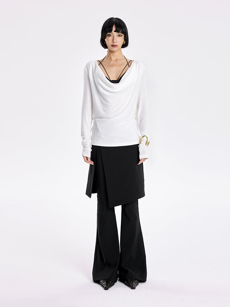 TINY IN Smock Swing Neck Knit T-Shirt Worn Front and Back-ROX.