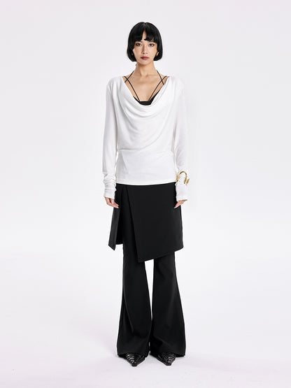 TINY IN Smock Swing Neck Knit T-Shirt Worn Front and Back-ROX.