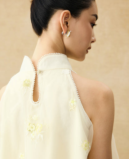 HECO Chinese double-layer tulle flesh covering elastic ballet style vest two-piece - LEVI.