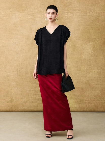 HECO Chinese acetate jacquard women's cool flesh covering elegant skirt - DATE.