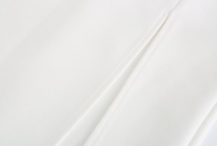 DOLLY High End White/Black Sleeveless Ruffled Halter Neck Top+ Pleated Skirt-SOLANGE