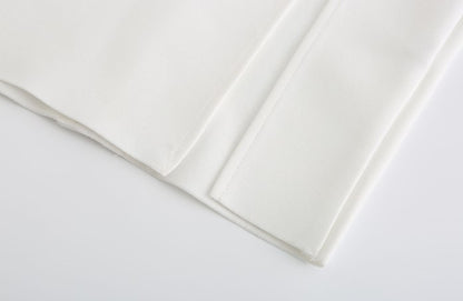 DOLLY High End White/Black Sleeveless Ruffled Halter Neck Top+ Pleated Skirt-SOLANGE