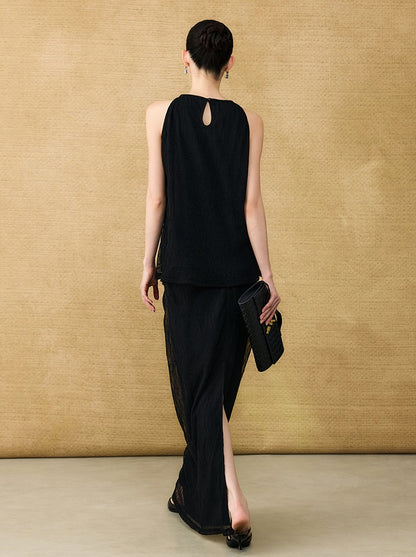 HECO Chinese style wrinkle elastic age-reducing temperament Skirt- ELLA.