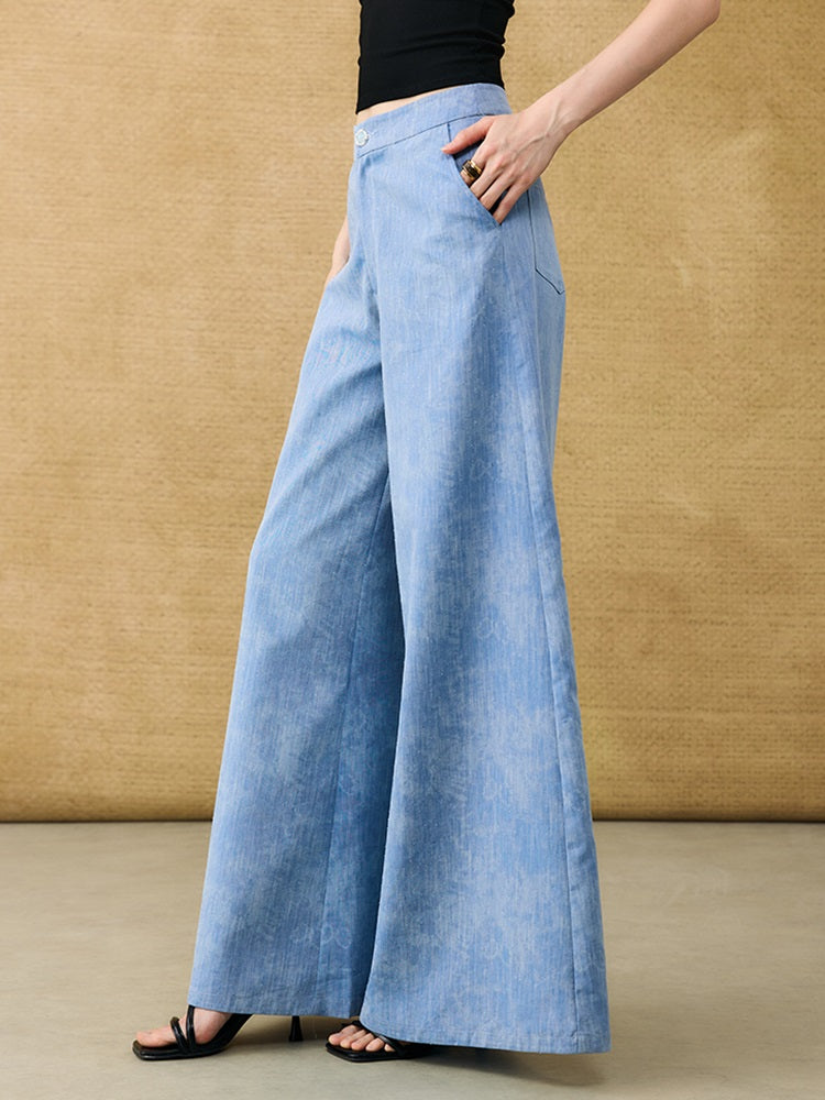 HECO Chinese Old Money Linen Bootcut Slacks Slim Wide-leg Pants - GLADE.