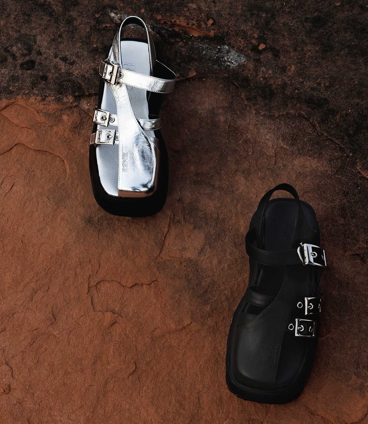 IUBALLET Stylish Cutout Black Silver Sandals - TEMPLE.