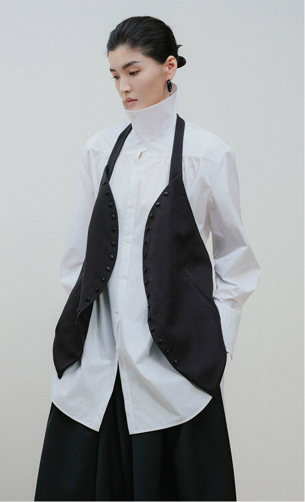 ZHUCHONGYUN new black fashion design halterneck horse clip vest-HEATHER
