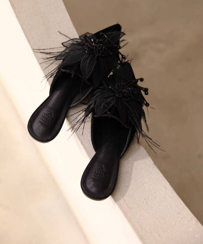 B-FEI embroidery rhinestone mules flat French sole-PSYKO.