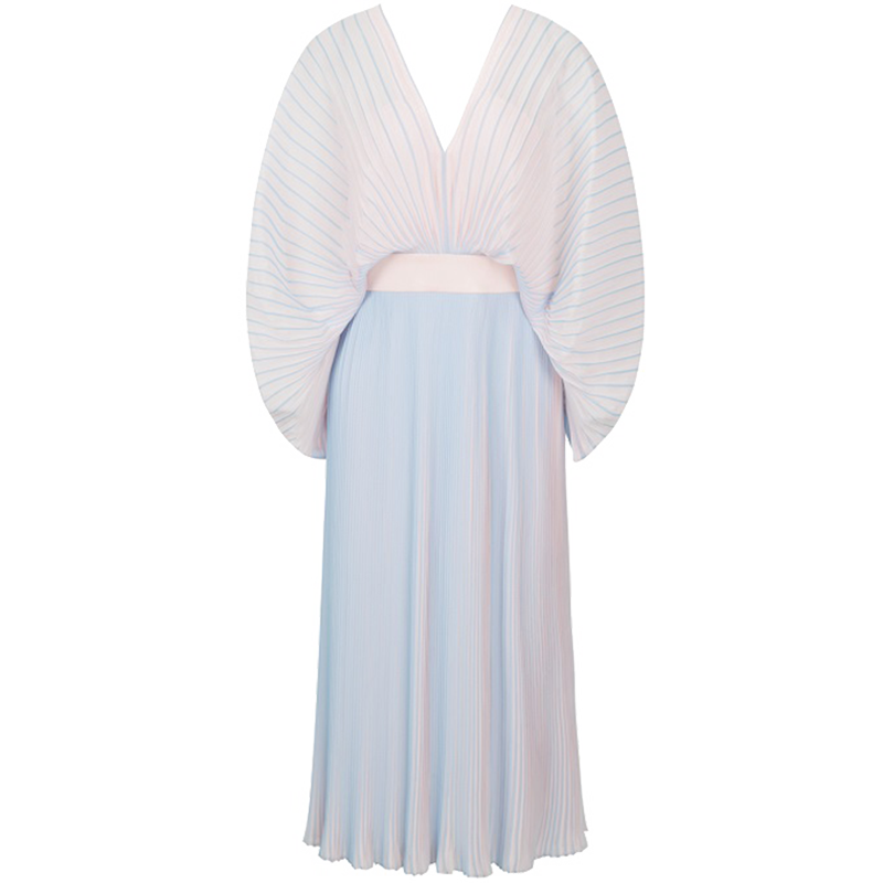 YES BY YESIR pressed pleated long pastel ombre flowy dress- Ye Qian.