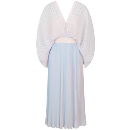 YES BY YESIR pressed pleated long pastel ombre flowy dress- Ye Qian.
