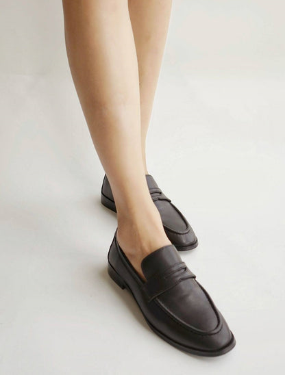 B-FEI classic black leather round-toe shoes-TENNY.