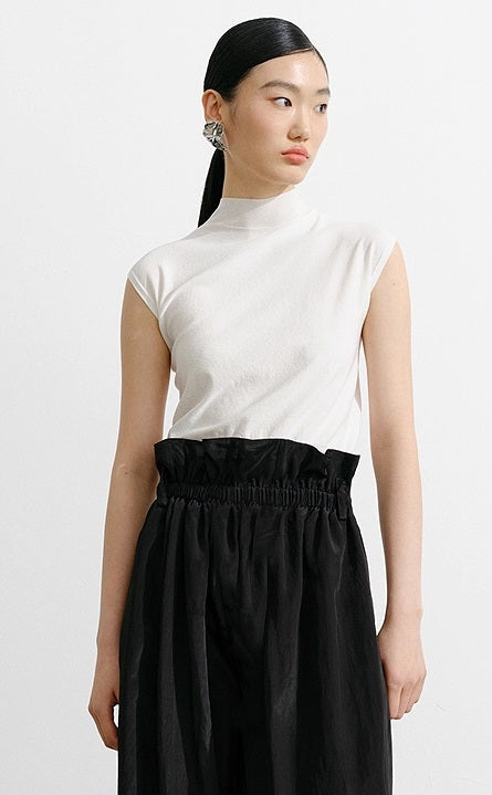 COMME MOI Lu Yan designer's new women's semi-turtleneck slim seamless knitted top - BRAIN.