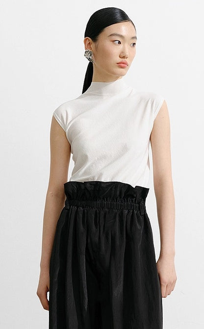 COMME MOI Lu Yan designer's new women's semi-turtleneck slim seamless knitted top - BRAIN.