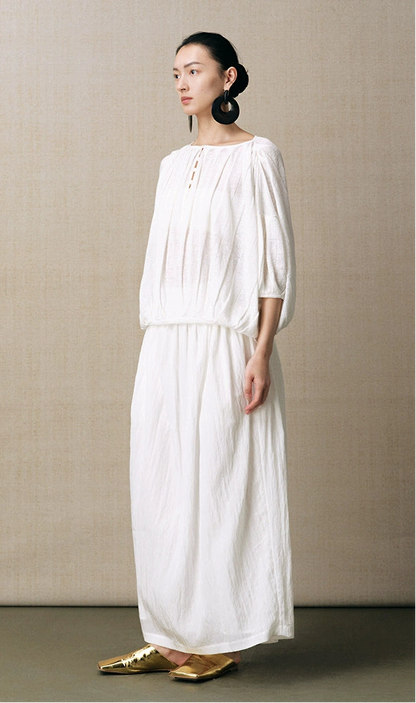 ZHUCHONGYUN crew neck spherical loose pinch knit top--RIKA.