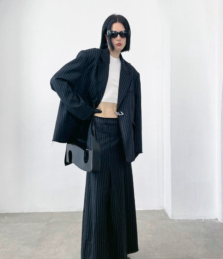 ANNAKIKI Wool Deconstructed Double Waist Head Pleated Skirt-SHIN