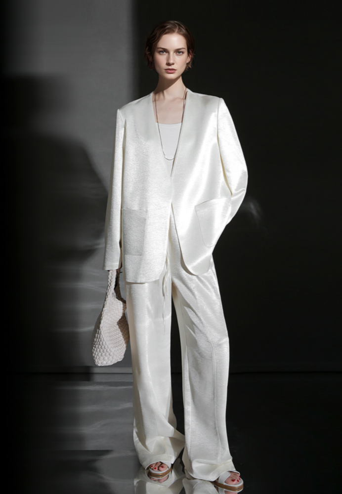 PIAOIN light luxury satin glossy heavy acetate suit pants  -HARPER