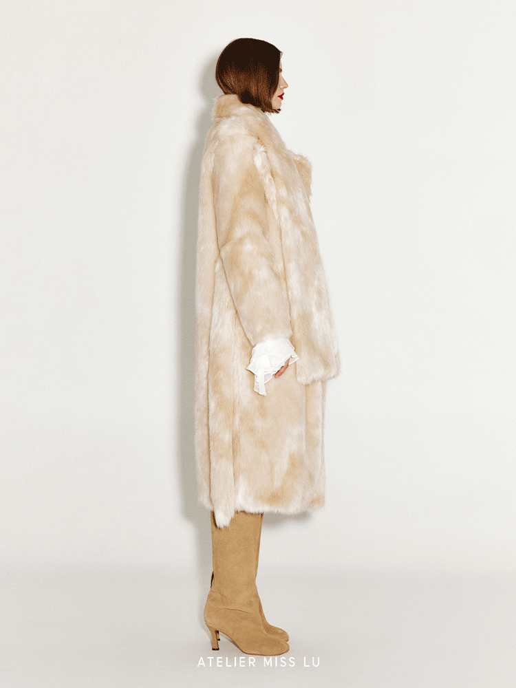 ATELIER MISS LU autumn winter scarf coat all-in-one faux fur winter coat - OLIVE.