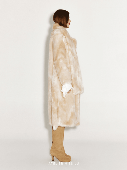 ATELIER MISS LU autumn winter scarf coat all-in-one faux fur winter coat - OLIVE.
