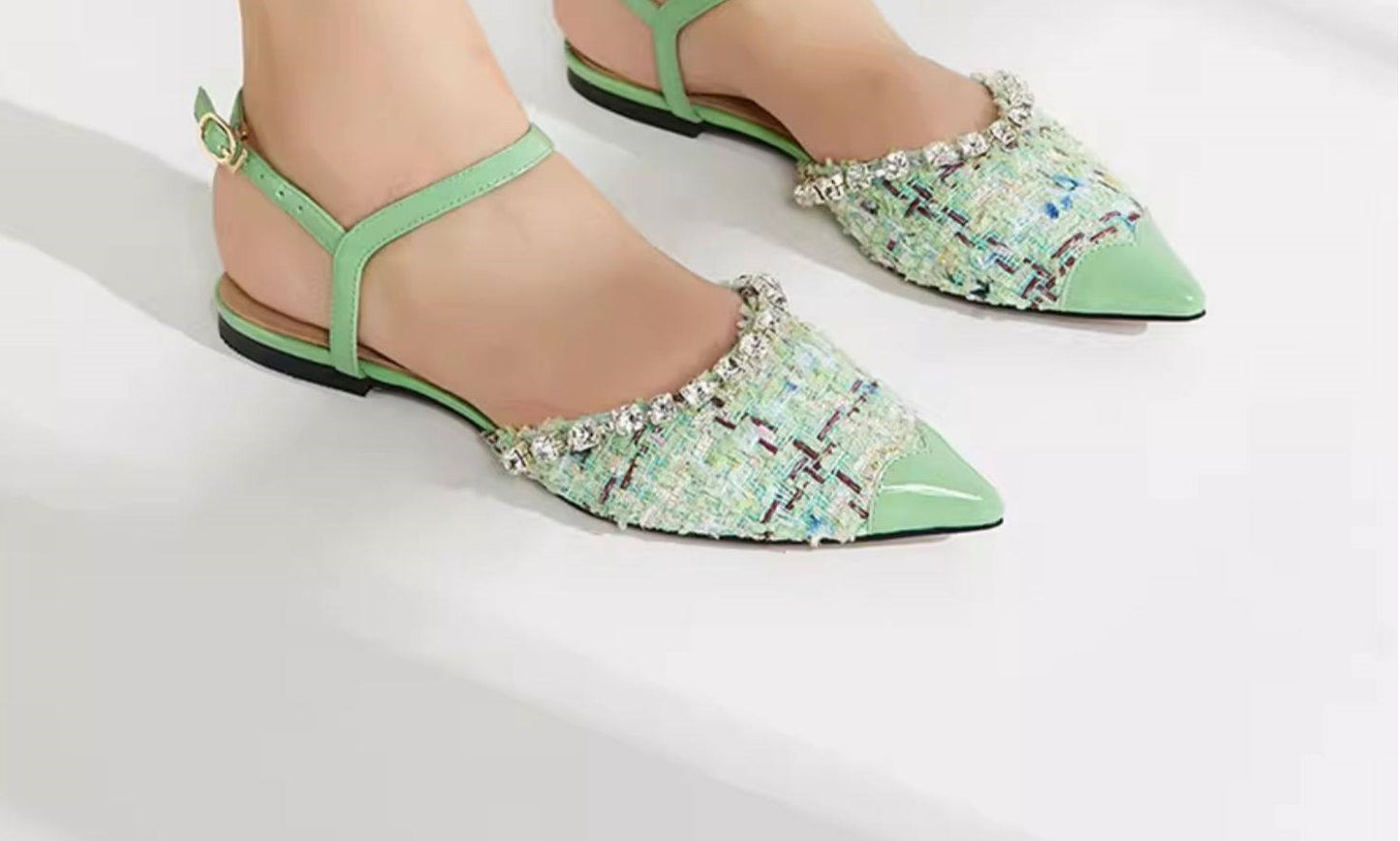 B-FEI hand-spliced pointed flat sandals shoes. JOSH.
