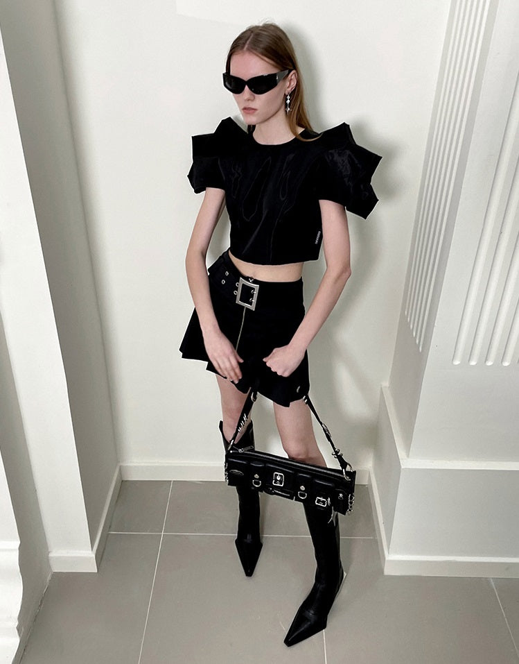 ANNAKIKI 3D Sonic Silhouette Cropped Top - JOSE.