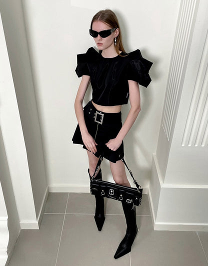 ANNAKIKI 3D Sonic Silhouette Cropped Top - JOSE.