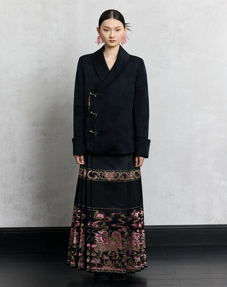 HECO Loose Butterfly Dark Grain Jacquard Thick Jacket - essie.