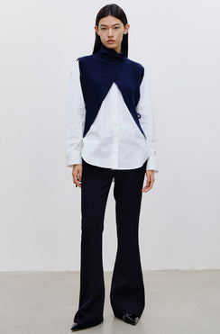 COMME MOI Lu Yan designer new women's casual fashionable wool knitted turtleneck shoulder - FADED.