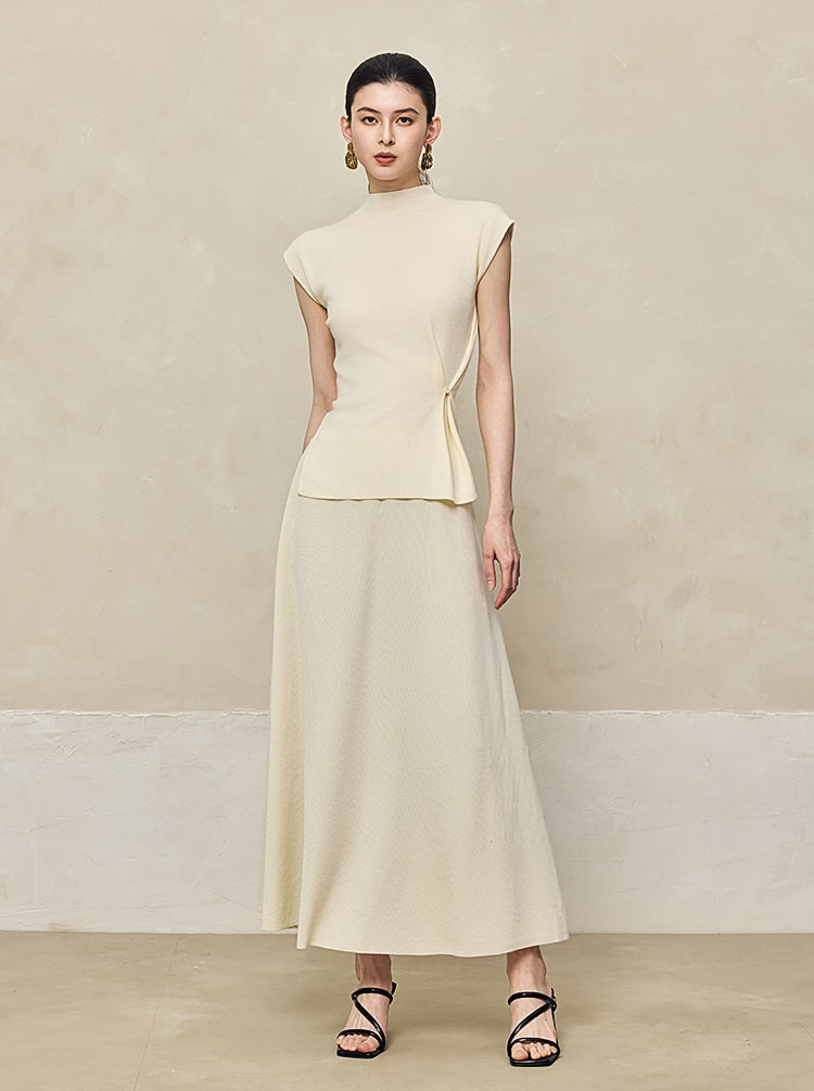 HECO High-waisted Draped Maxi Tencel Knitted Skirt - THERE.