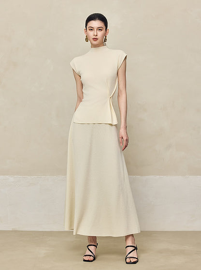 HECO High-waisted Draped Maxi Tencel Knitted Skirt - THERE.