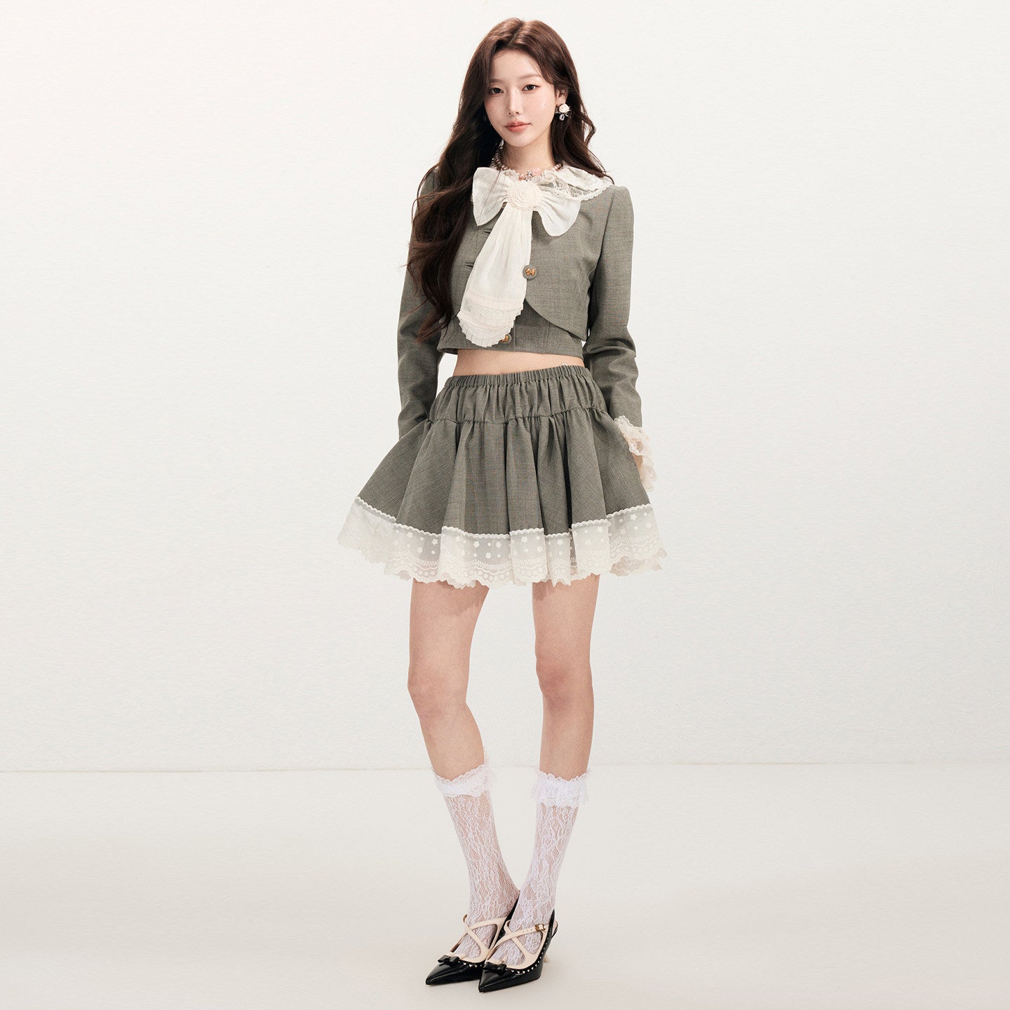 FAME Hepburn-style embroidered trim puffy skirt - ONDINE.