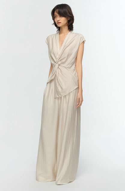 COMME MOI Summer V-Neck Sleeveless Kink Top - MERCY.