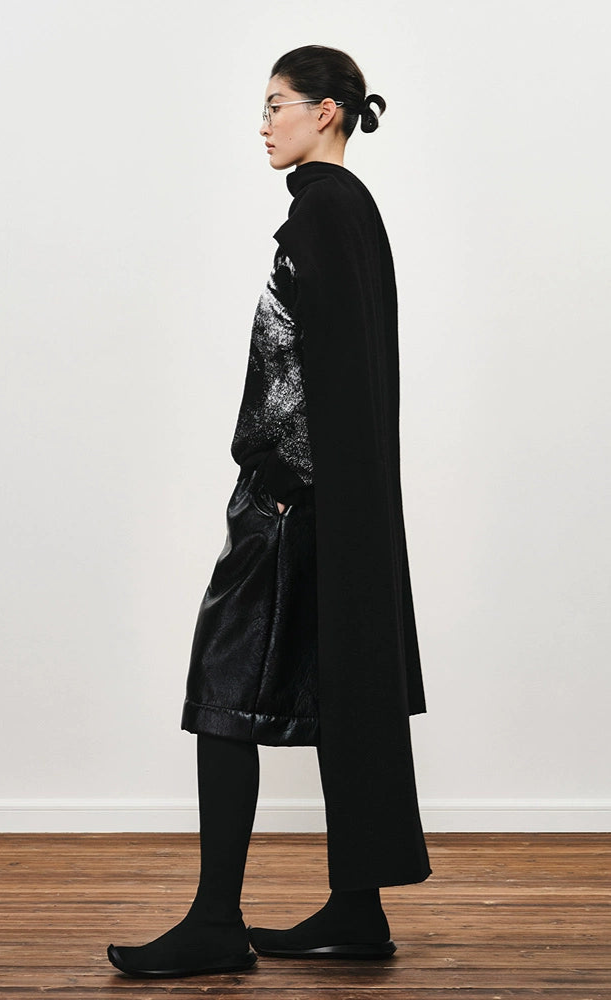 ZHUCHONGYUN black sheep wool knitted long shawl dress-KATOU.