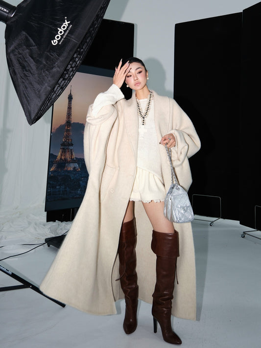 MEI SANGUAN  wool beige oversized woolen jacket - PIPER