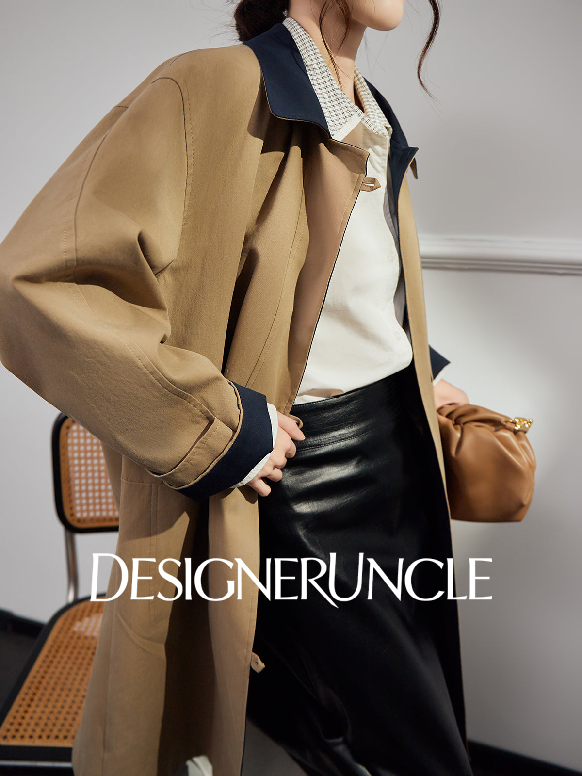 DGU "Qinglan" khaki jacket commuting versatile slimming temperament fashion top - Kyle.