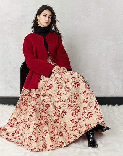 HECO winter double-sided woolen  black red apricot coat women - glory.