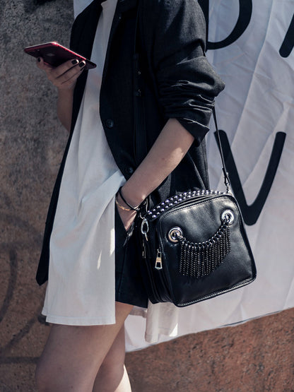 IUBallet Elegant Messenger Leather Black Bag - DANEL.