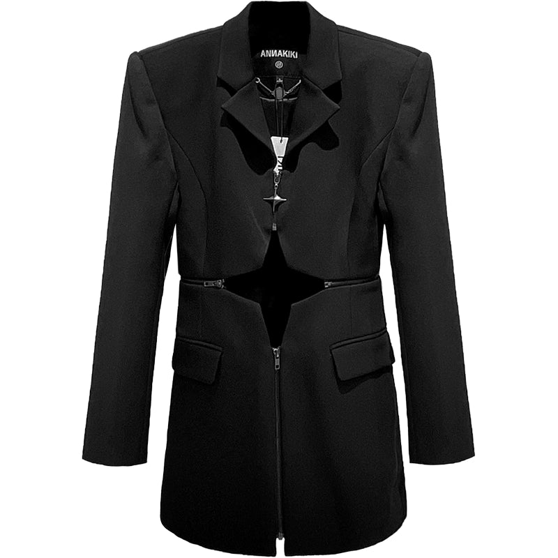 ANNAKIKI  hollow star-shaped patchwork blazer -SANNY.