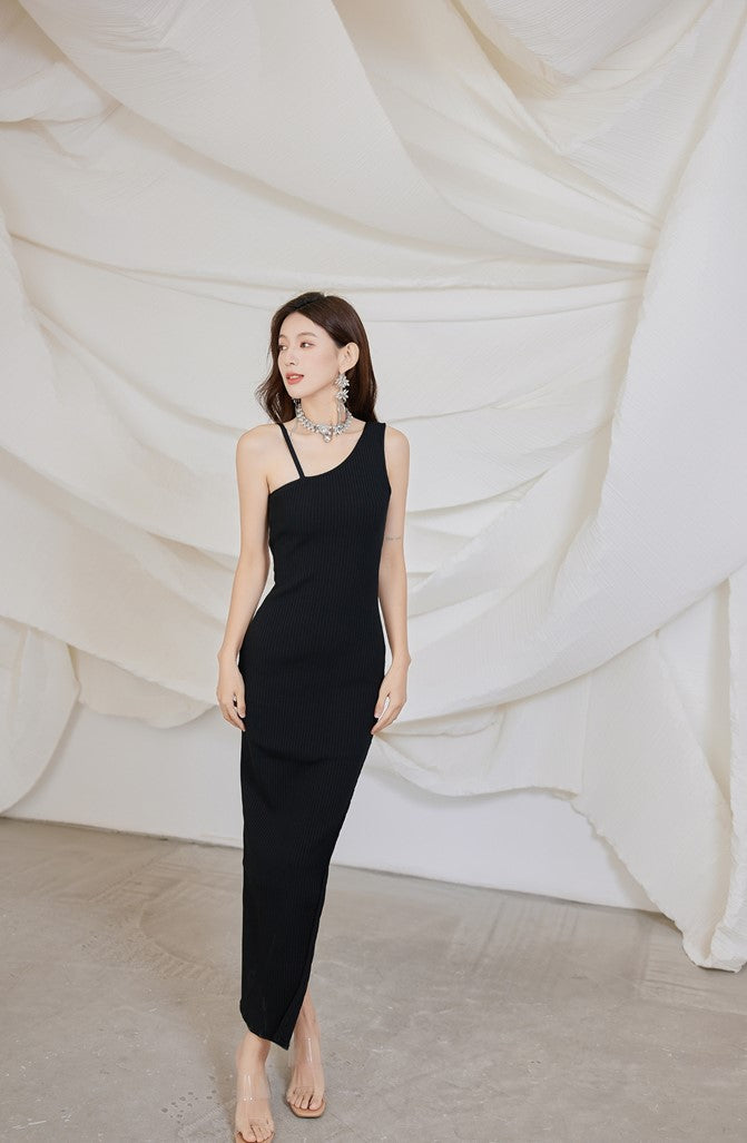 DOLLY Luxury Sleeveless One Shoulder Backless Sexy Knitted Long Dress-ZELDA
