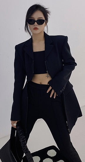 ANNAKIKI  hollow star-shaped patchwork blazer -SANNY.