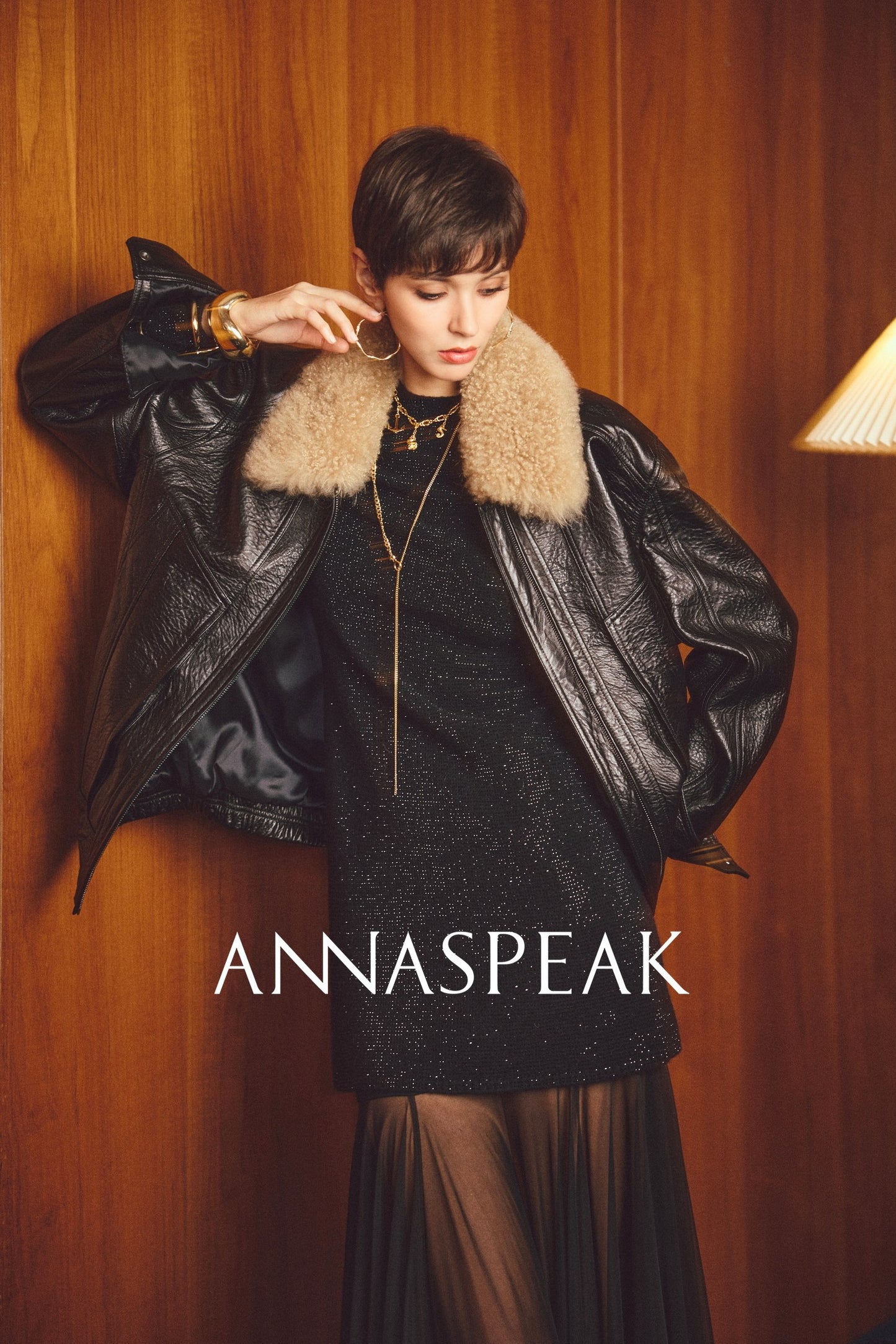 ANNASPEAK ROSSO Red Label Lambskin Detachable Wool Collar Vintage Jacket-XAVIER.